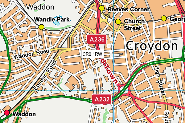 CR0 1RW map - OS VectorMap District (Ordnance Survey)