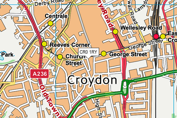 CR0 1RY map - OS VectorMap District (Ordnance Survey)