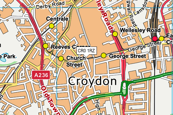 CR0 1RZ map - OS VectorMap District (Ordnance Survey)