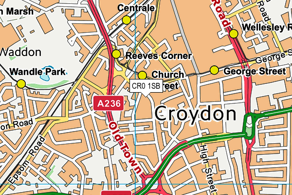 CR0 1SB map - OS VectorMap District (Ordnance Survey)