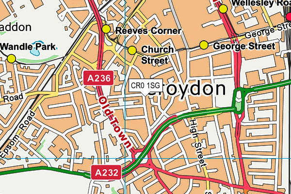 CR0 1SG map - OS VectorMap District (Ordnance Survey)