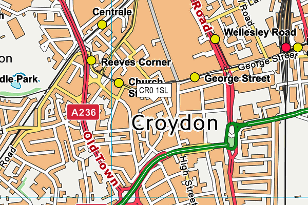 CR0 1SL map - OS VectorMap District (Ordnance Survey)