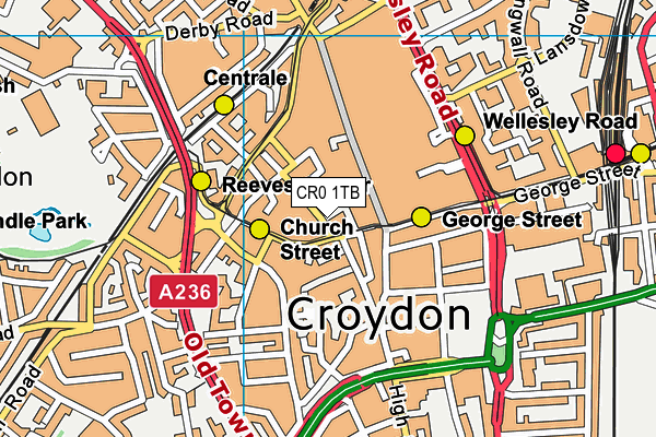 Puregym (London Croydon) map (CR0 1TB) - OS VectorMap District (Ordnance Survey)