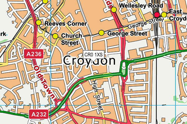 CR0 1XS map - OS VectorMap District (Ordnance Survey)