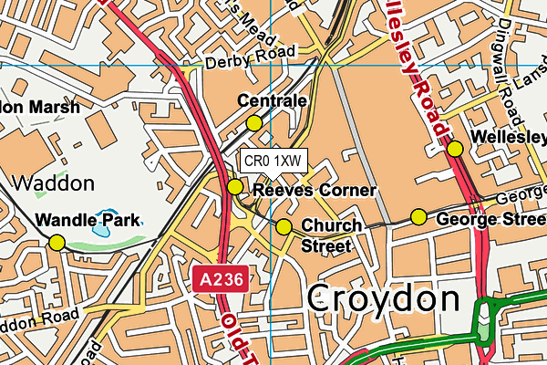 CR0 1XW map - OS VectorMap District (Ordnance Survey)