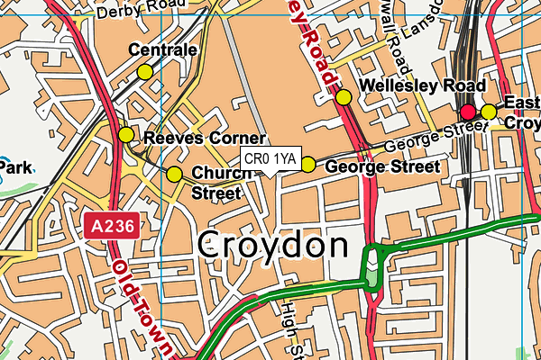 CR0 1YA map - OS VectorMap District (Ordnance Survey)