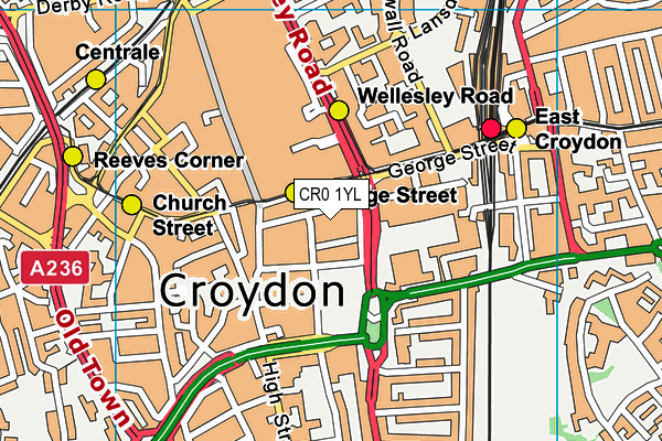 CR0 1YL map - OS VectorMap District (Ordnance Survey)