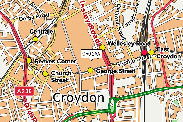 CR0 2AA map - OS VectorMap District (Ordnance Survey)