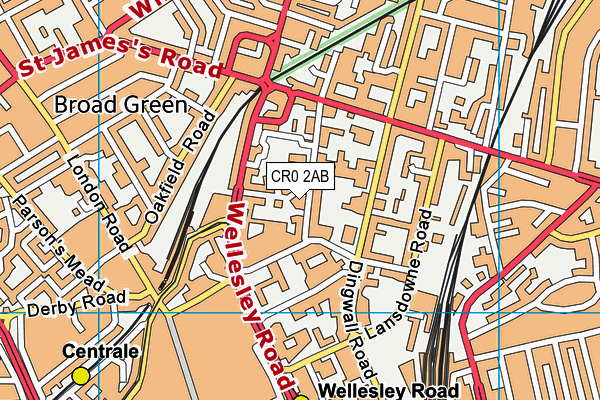 CR0 2AB map - OS VectorMap District (Ordnance Survey)