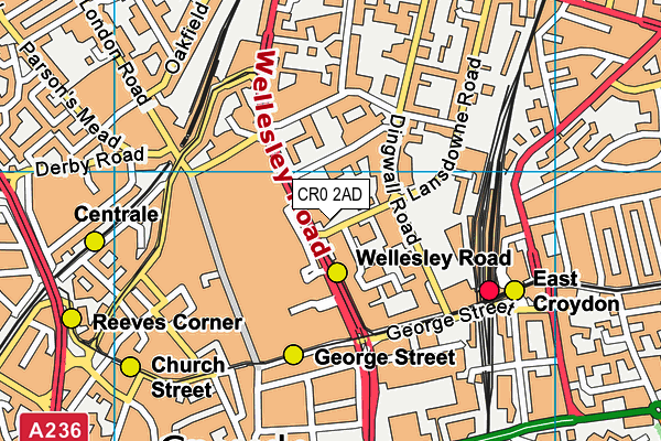 CR0 2AD map - OS VectorMap District (Ordnance Survey)