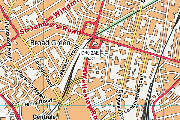 CR0 2AE map - OS VectorMap District (Ordnance Survey)