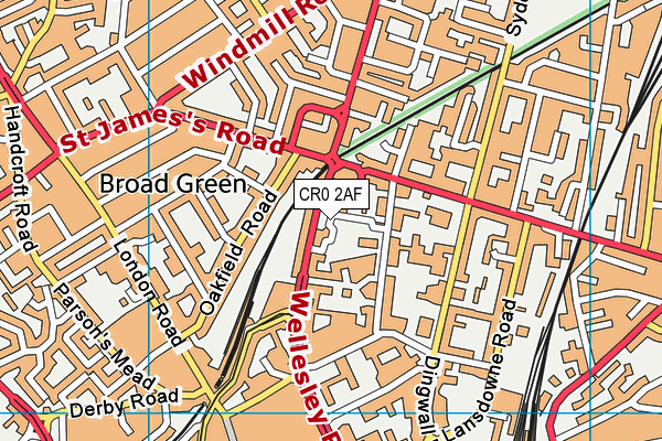 CR0 2AF map - OS VectorMap District (Ordnance Survey)