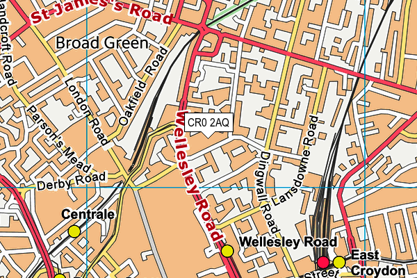 CR0 2AQ map - OS VectorMap District (Ordnance Survey)