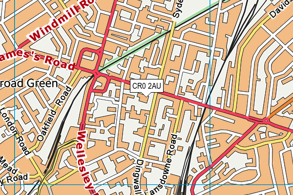 CR0 2AU map - OS VectorMap District (Ordnance Survey)