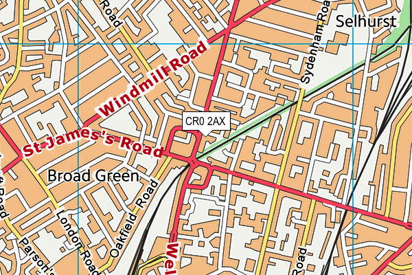 CR0 2AX map - OS VectorMap District (Ordnance Survey)