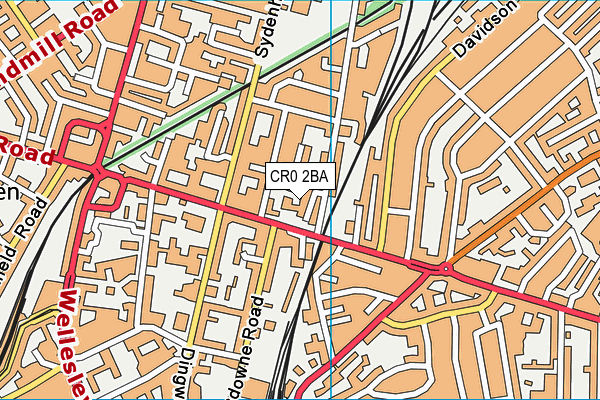 CR0 2BA map - OS VectorMap District (Ordnance Survey)