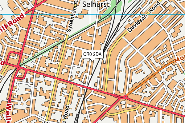 CR0 2DA map - OS VectorMap District (Ordnance Survey)