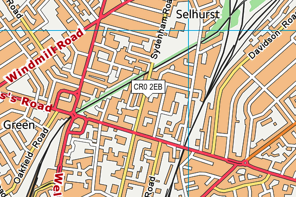 CR0 2EB map - OS VectorMap District (Ordnance Survey)