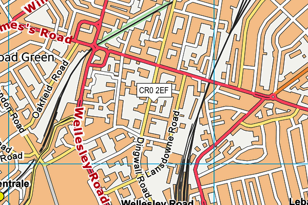 CR0 2EF map - OS VectorMap District (Ordnance Survey)