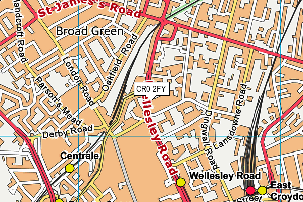 CR0 2FY map - OS VectorMap District (Ordnance Survey)