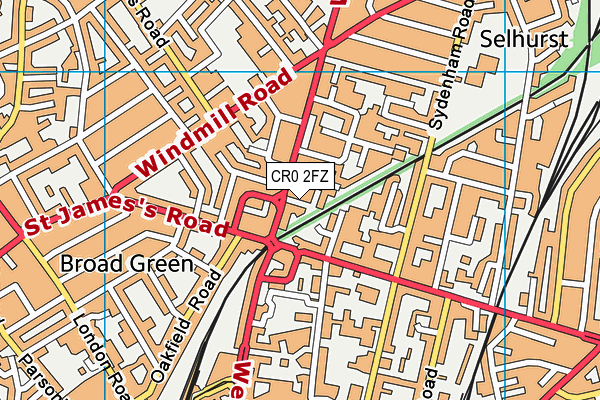 CR0 2FZ map - OS VectorMap District (Ordnance Survey)