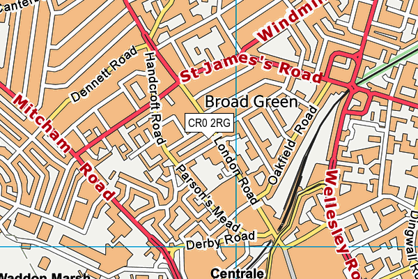 CR0 2RG map - OS VectorMap District (Ordnance Survey)