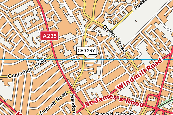 CR0 2RY map - OS VectorMap District (Ordnance Survey)