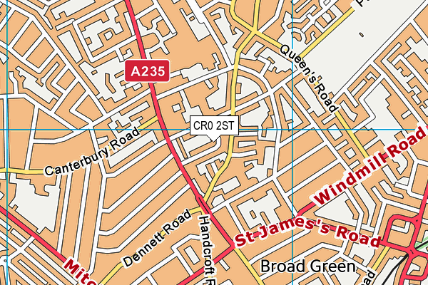 CR0 2ST map - OS VectorMap District (Ordnance Survey)