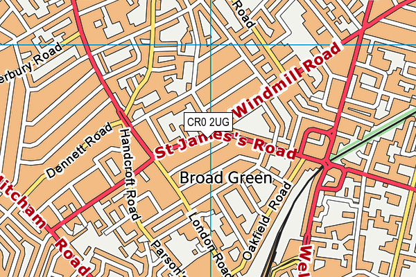 CR0 2UG map - OS VectorMap District (Ordnance Survey)