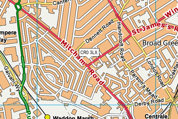 CR0 3LX map - OS VectorMap District (Ordnance Survey)