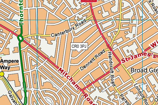 CR0 3PJ map - OS VectorMap District (Ordnance Survey)