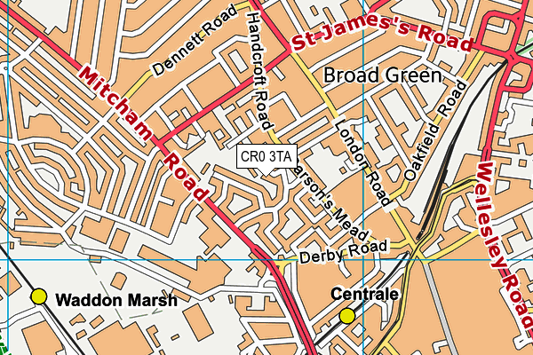 CR0 3TA map - OS VectorMap District (Ordnance Survey)