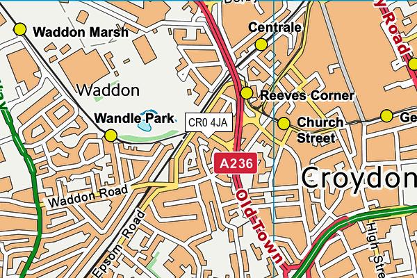 CR0 4JA map - OS VectorMap District (Ordnance Survey)