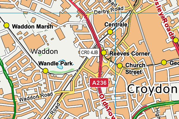 CR0 4JB map - OS VectorMap District (Ordnance Survey)