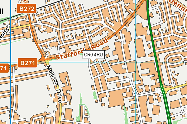 CR0 4RU map - OS VectorMap District (Ordnance Survey)