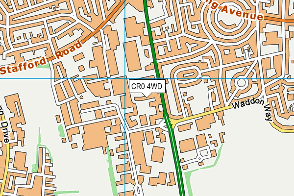 CR0 4WD map - OS VectorMap District (Ordnance Survey)