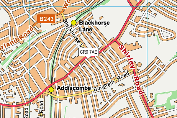 CR0 7AE map - OS VectorMap District (Ordnance Survey)