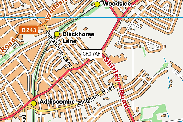 CR0 7AF map - OS VectorMap District (Ordnance Survey)