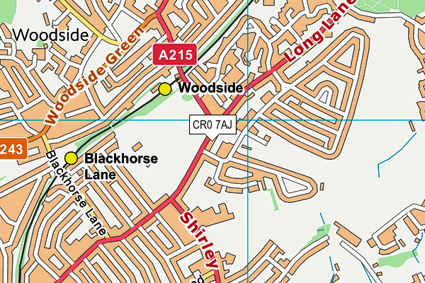 CR0 7AJ map - OS VectorMap District (Ordnance Survey)