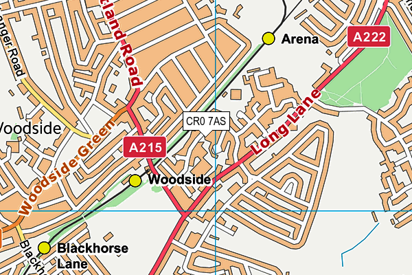 CR0 7AS map - OS VectorMap District (Ordnance Survey)