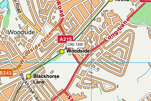 CR0 7AW map - OS VectorMap District (Ordnance Survey)