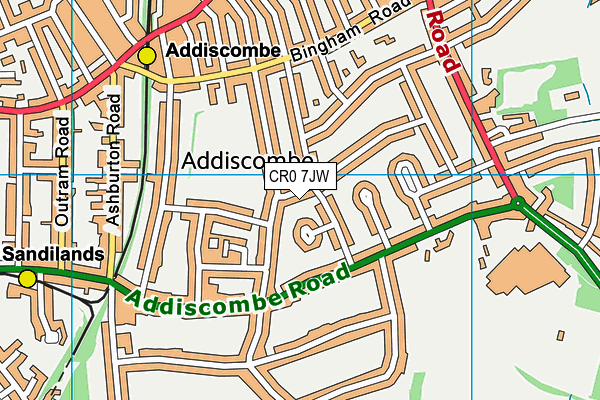 CR0 7JW map - OS VectorMap District (Ordnance Survey)