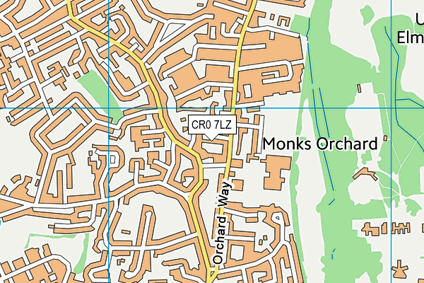 CR0 7LZ map - OS VectorMap District (Ordnance Survey)