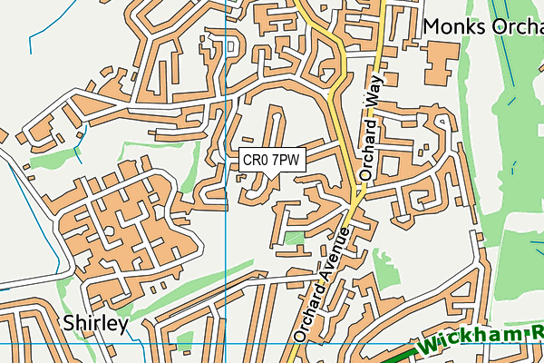 CR0 7PW map - OS VectorMap District (Ordnance Survey)