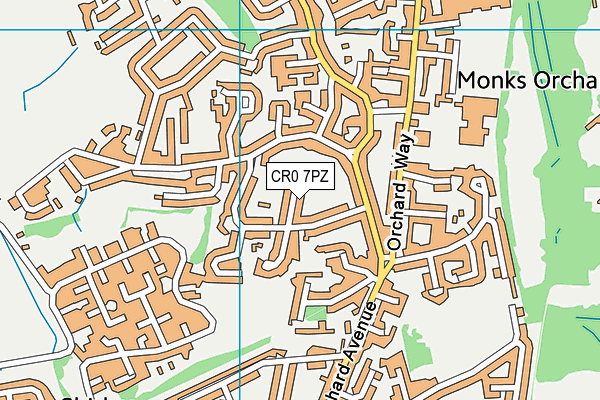 CR0 7PZ map - OS VectorMap District (Ordnance Survey)