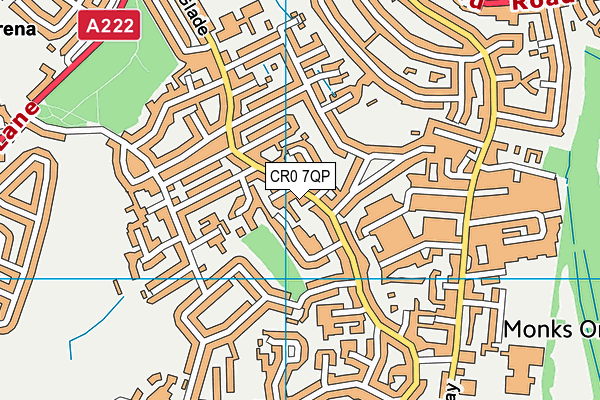 CR0 7QP map - OS VectorMap District (Ordnance Survey)