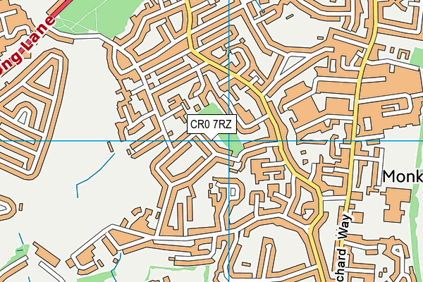 CR0 7RZ map - OS VectorMap District (Ordnance Survey)