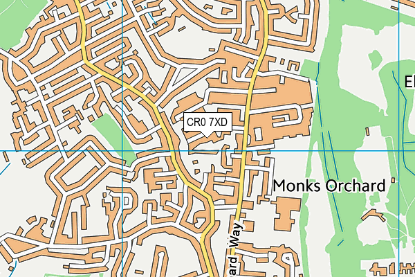 CR0 7XD map - OS VectorMap District (Ordnance Survey)