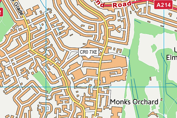 CR0 7XE map - OS VectorMap District (Ordnance Survey)