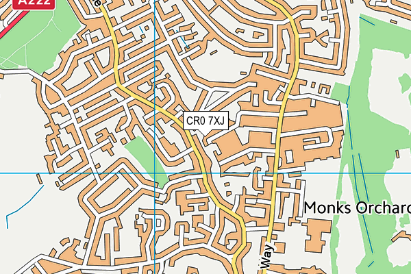 CR0 7XJ map - OS VectorMap District (Ordnance Survey)